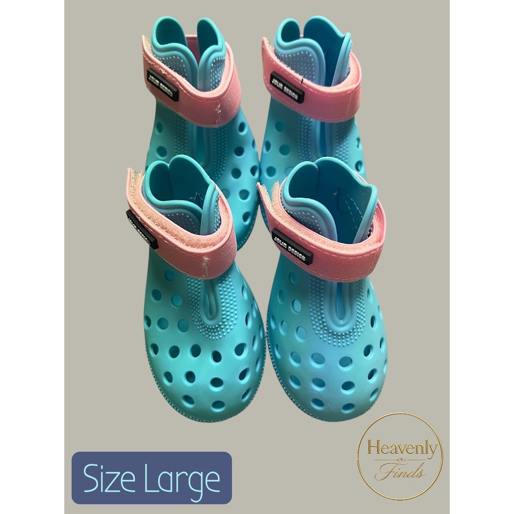 Dog Boots Shoes Large Blue & Pink Hot Pavement Rain Snow Protection Brand NEW